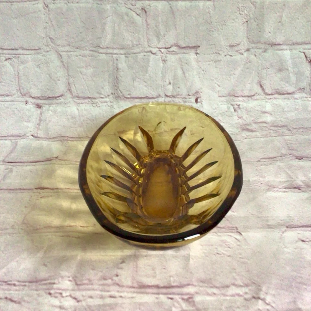 Vintage Amber Glass Relish Tray Candy Dish